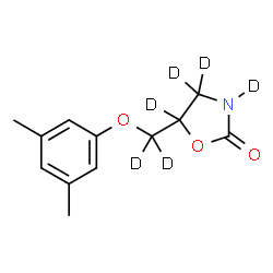 ChemSpider 2D Image | 5-[(3,5-Dimethylphenoxy)(~2~H_2_)methyl](~2~H_4_)-1,3-oxazolidin-2-one | C12H9D6NO3