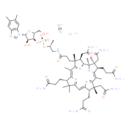 ChemSpider 2D Image | cobaltic;[(2R,3S,4R,5R)-5-(5,6-dimethylbenzimidazol-1-yl)-4-hydroxy-2-(hydroxymethyl)tetrahydrofuran-3-yl] [(1R)-1-methyl-2-[3-[(1R,2R,3R,5Z,7S,10Z,12S,13R,15Z,17R,18S,19R)-2,13,18-tris(2-amino-2-oxo-ethyl)-7,12,17-tris(3-amino-3-oxo-propyl)-3,5,8,8,13,15,18,19-octamethyl-2,7,12,17-tetrahydro-1H-corrin-24-id-3-yl]propanoylamino]ethyl] phosphate;cyanide | C63H88CoN14O14P