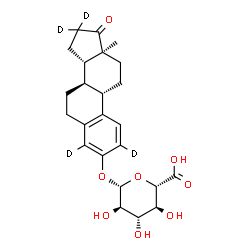 ChemSpider 2D Image | 17-Oxo(2,4,16,16-~2~H_4_)estra-1,3,5(10)-trien-3-yl beta-D-glucopyranosiduronic acid | C24H26D4O8