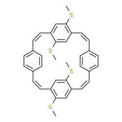 ChemSpider 2D Image | (2Z,8Z,14Z,20Z)-5,17,27,31-Tetrakis(methylsulfanyl)pentacyclo[20.2.2.2~4,7~.2~10,13~.2~16,19~]dotriaconta-1(24),2,4,6,8,10,12,14,16,18,20,22,25,27,29,31-hexadecaene | C36H32S4