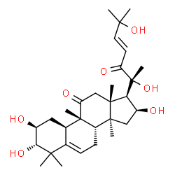ChemSpider 2D Image | (2S,3S,8S,9R,10R,13R,14S,16S,17R)-17-[(E,1R)-1,5-dihydroxy-1,5-dimethyl-2-oxo-hex-3-enyl]-2,3,16-trihydroxy-4,4,9,13,14-pentamethyl-1,2,3,7,8,10,12,15,16,17-decahydrocyclopenta[a]phenanthren-11-one | C30H46O7