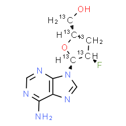 ChemSpider 2D Image | 2',3'-Dideoxy-2'-fluoro(1',2',3',4',5'-~13~C_5_)adenosine | C513C5H12FN5O2