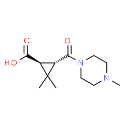 ChemSpider 2D Image | (1S,3S)-2,2-Dimethyl-3-[(4-methyl-1-piperazinyl)carbonyl]cyclopropanecarboxylic acid | C12H20N2O3