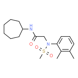 ChemSpider 2D Image | N-Cycloheptyl-N~2~-(2,3-dimethylphenyl)-N~2~-(methylsulfonyl)glycinamide | C18H28N2O3S