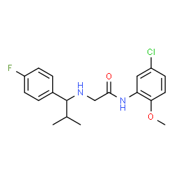 ChemSpider 2D Image | N-(5-Chloro-2-methoxyphenyl)-N~2~-[1-(4-fluorophenyl)-2-methylpropyl]glycinamide | C19H22ClFN2O2