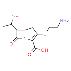 ChemSpider 2D Image | 3-[(2-Aminoethyl)sulfanyl]-6-(1-hydroxyethyl)-7-oxo-1-azabicyclo[3.2.0]hept-2-ene-2-carboxylic acid | C11H16N2O4S