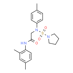ChemSpider 2D Image | N-(2,4-Dimethylphenyl)-N~2~-(4-methylphenyl)-N~2~-(1-pyrrolidinylsulfonyl)glycinamide | C21H27N3O3S