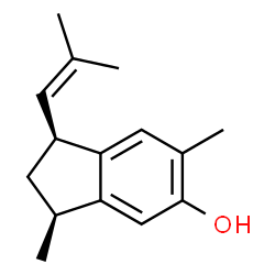 ChemSpider 2D Image | (1S,3S)-3,6-Dimethyl-1-(2-methyl-1-propen-1-yl)-5-indanol | C15H20O