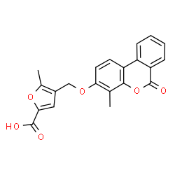 ChemSpider 2D Image | 5-Methyl-4-{[(4-methyl-6-oxo-6H-benzo[c]chromen-3-yl)oxy]methyl}-2-furoic acid | C21H16O6