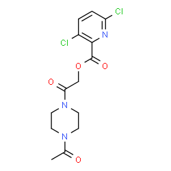 ChemSpider 2D Image | 2-(4-Acetyl-1-piperazinyl)-2-oxoethyl 3,6-dichloro-2-pyridinecarboxylate | C14H15Cl2N3O4