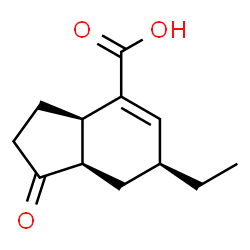 ChemSpider 2D Image | (3aR,6S,7aR)-6-Ethyl-1-oxo-2,3,3a,6,7,7a-hexahydro-1H-indene-4-carboxylic acid | C12H16O3