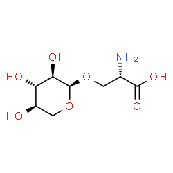 ChemSpider 2D Image | (2S)-2-Amino-3-{[(2S,3R,4S,5R)-3,4,5-trihydroxytetrahydro-2H-pyran-2-yl]oxy}propanoic acid (non-preferred name) | C8H15NO7