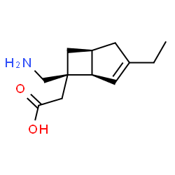 ChemSpider 2D Image | [(1R,5S,6R)-6-(Aminomethyl)-3-ethylbicyclo[3.2.0]hept-3-en-6-yl]acetic acid | C12H19NO2