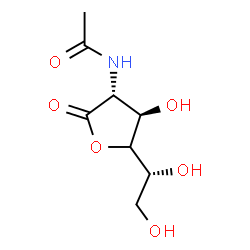 ChemSpider 2D Image | N-{(3R,4R)-5-[(1R)-1,2-Dihydroxyethyl]-4-hydroxy-2-oxotetrahydro-3-furanyl}acetamide (non-preferred name) | C8H13NO6
