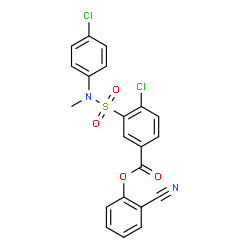 ChemSpider 2D Image | 2-Cyanophenyl 4-chloro-3-[(4-chlorophenyl)(methyl)sulfamoyl]benzoate | C21H14Cl2N2O4S