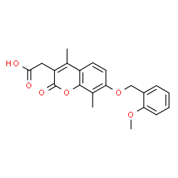 ChemSpider 2D Image | {7-[(2-Methoxybenzyl)oxy]-4,8-dimethyl-2-oxo-2H-chromen-3-yl}acetic acid | C21H20O6