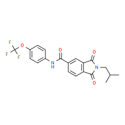 ChemSpider 2D Image | 2-Isobutyl-1,3-dioxo-N-[4-(trifluoromethoxy)phenyl]-5-isoindolinecarboxamide | C20H17F3N2O4
