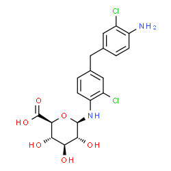 ChemSpider 2D Image | N-[4-(4-Amino-3-chlorobenzyl)-2-chlorophenyl]-beta-D-glucopyranuronosylamine | C19H20Cl2N2O6