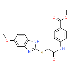 ChemSpider 2D Image | Methyl 4-({[(5-methoxy-1H-benzimidazol-2-yl)sulfanyl]acetyl}amino)benzoate | C18H17N3O4S