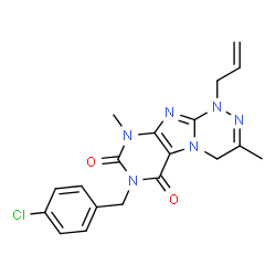 ChemSpider 2D Image | 1-Allyl-7-(4-chlorobenzyl)-3,9-dimethyl-1,4-dihydro[1,2,4]triazino[3,4-f]purine-6,8(7H,9H)-dione | C19H19ClN6O2