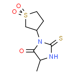 ChemSpider 2D Image | 3-(1,1-Dioxidotetrahydro-3-thiophenyl)-5-methyl-2-thioxo-4-imidazolidinone | C8H12N2O3S2
