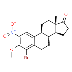 ChemSpider 2D Image | 4-Bromo-3-methoxy-2-nitroestra-1(10),2,4-trien-17-one | C19H22BrNO4