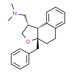 ChemSpider 2D Image | 1-[(1S,3aR,9bR)-3a-Benzyl-1,2,3a,4,5,9b-hexahydronaphtho[2,1-b]furan-1-yl]-N,N-dimethylmethanamine | C22H27NO