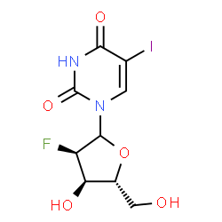ChemSpider 2D Image | 1-(2-Deoxy-2-fluoro-D-ribofuranosyl)-5-iodo-2,4(1H,3H)-pyrimidinedione | C9H10FIN2O5