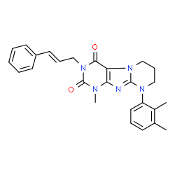 ChemSpider 2D Image | 9-(2,3-Dimethylphenyl)-1-methyl-3-[(2E)-3-phenyl-2-propen-1-yl]-6,7,8,9-tetrahydropyrimido[2,1-f]purine-2,4(1H,3H)-dione | C26H27N5O2