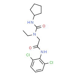 ChemSpider 2D Image | N~2~-(Cyclopentylcarbamoyl)-N-(2,6-dichlorophenyl)-N~2~-ethylglycinamide | C16H21Cl2N3O2