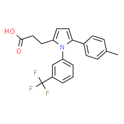 ChemSpider 2D Image | 3-{5-(4-Methylphenyl)-1-[3-(trifluoromethyl)phenyl]-1H-pyrrol-2-yl}propanoic acid | C21H18F3NO2
