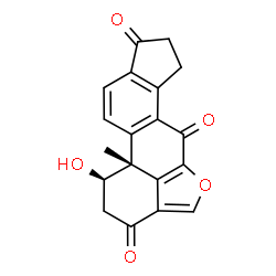 ChemSpider 2D Image | (1R,11bR)-1-Hydroxy-11b-methyl-1,7,8,11b-tetrahydrocyclopenta[7,8]phenanthro[10,1-bc]furan-3,6,9(2H)-trione | C19H14O5