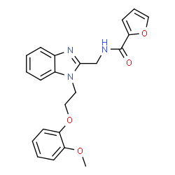 ChemSpider 2D Image | N-({1-[2-(2-Methoxyphenoxy)ethyl]-1H-benzimidazol-2-yl}methyl)-2-furamide | C22H21N3O4