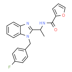 ChemSpider 2D Image | N-{1-[1-(4-Fluorobenzyl)-1H-benzimidazol-2-yl]ethyl}-2-furamide | C21H18FN3O2
