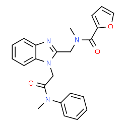 ChemSpider 2D Image | N-Methyl-N-[(1-{2-[methyl(phenyl)amino]-2-oxoethyl}-1H-benzimidazol-2-yl)methyl]-2-furamide | C23H22N4O3