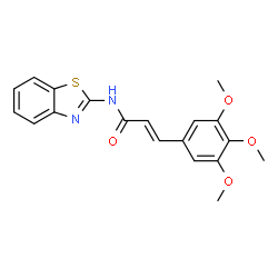 ChemSpider 2D Image | (2E)-N-(1,3-Benzothiazol-2-yl)-3-(3,4,5-trimethoxyphenyl)acrylamide | C19H18N2O4S