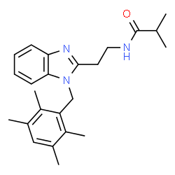 ChemSpider 2D Image | 2-Methyl-N-{2-[1-(2,3,5,6-tetramethylbenzyl)-1H-benzimidazol-2-yl]ethyl}propanamide | C24H31N3O