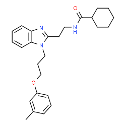 ChemSpider 2D Image | N-(2-{1-[3-(3-Methylphenoxy)propyl]-1H-benzimidazol-2-yl}ethyl)cyclohexanecarboxamide | C26H33N3O2