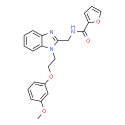 ChemSpider 2D Image | N-({1-[2-(3-Methoxyphenoxy)ethyl]-1H-benzimidazol-2-yl}methyl)-2-furamide | C22H21N3O4