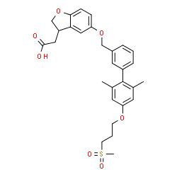 ChemSpider 2D Image | [5-({2',6'-Dimethyl-4'-[3-(methylsulfonyl)propoxy]-3-biphenylyl}methoxy)-2,3-dihydro-1-benzofuran-3-yl]acetic acid | C29H32O7S