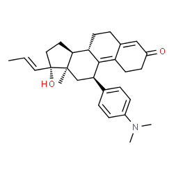 ChemSpider 2D Image | (8S,11R,13R,14S,17S)-11-[4-(Dimethylamino)phenyl]-17-hydroxy-13-methyl-17-[(1E)-1-propen-1-yl]-1,2,6,7,8,11,12,13,14,15,16,17-dodecahydro-3H-cyclopenta[a]phenanthren-3-one (non-preferred name) | C29H37NO2
