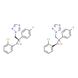 ChemSpider 2D Image | 1-{[(2R,3R)-3-(2-Chlorophenyl)-2-(4-fluorophenyl)-2-oxiranyl]methyl}-1H-1,2,4-triazole - 1-{[(2S,3S)-3-(2-chlorophenyl)-2-(4-fluorophenyl)-2-oxiranyl]methyl}-1H-1,2,4-triazole (1:1) | C34H26Cl2F2N6O2