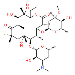 ChemSpider 2D Image | (3R,5S,6R,7R,9S,11R,12R,13S)-6-{[(2S,3R,4S,6R)-4-(Dimethylamino)-3-hydroxy-6-methyltetrahydro-2H-pyran-2-yl]oxy}-14-ethyl-9-fluoro-7,12,13-trihydroxy-4-{[(2R,4R,5S,6S)-5-hydroxy-4-methoxy-4,6-dimethyl
tetrahydro-2H-pyran-2-yl]oxy}-3,5,7,9,11,13-hexamethyloxacyclotetradecane-2,10-dione (non-preferred name) | C37H66FNO13