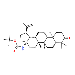 ChemSpider 2D Image | 2-Methyl-2-propanyl [(1R,3aS,5aR,5bR,7aR,11aR,11bR,13aR,13bR)-1-isopropenyl-5a,5b,8,8,11a-pentamethyl-9-oxoicosahydro-3aH-cyclopenta[a]chrysen-3a-yl]carbamate | C34H55NO3