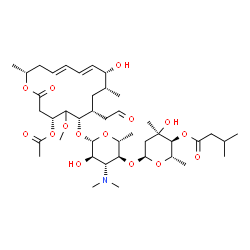 ChemSpider 2D Image | (2S,3S,4R,6S)-6-{[(2R,3S,4R,5R,6S)-6-{[(4R,6S,7R,9R,10R,11E,13E,16R)-4-Acetoxy-10-hydroxy-5-methoxy-9,16-dimethyl-2-oxo-7-(2-oxoethyl)oxacyclohexadeca-11,13-dien-6-yl]oxy}-4-(dimethylamino)-5-hydroxy-
2-methyltetrahydro-2H-pyran-3-yl]oxy}-4-hydroxy-2,4-dimethyltetrahydro-2H-pyran-3-yl 3-methylbutanoate (non-preferred name) | C42H69NO15