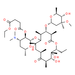 ChemSpider 2D Image | (2S,3R,4S,6R)-4-(Dimethylamino)-2-{[(3R,4S,5S,7S,9R,11R,12R,13R,14R)-14-ethyl-7,12,13-trihydroxy-4-{[(2R,4S,5S,6S)-5-hydroxy-4-methoxy-4,6-dimethyltetrahydro-2H-pyran-2-yl]oxy}-3,5,7,9,11,13-hexamethy
l-2,10-dioxooxacyclotetradecan-6-yl]oxy}-6-methyltetrahydro-2H-pyran-3-yl ethyl succinate (non-preferred name) | C43H75NO16