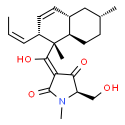 ChemSpider 2D Image | (3Z,5R)-3-[{(1S,2R,4aS,6R,8aR)-1,6-Dimethyl-2-[(1Z)-1-propen-1-yl]-1,2,4a,5,6,7,8,8a-octahydro-1-naphthalenyl}(hydroxy)methylene]-5-(hydroxymethyl)-1-methyl-2,4-pyrrolidinedione | C22H31NO4