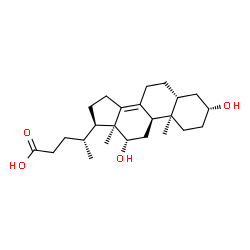 ChemSpider 2D Image | (3alpha,5beta,10alpha,12alpha,13alpha)-3,12-Dihydroxychol-8(14)-en-24-oic acid | C24H38O4