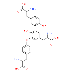 ChemSpider 2D Image | 3,3'-{5-[4-(2-Amino-2-carboxyethyl)phenoxy]-6,6'-dihydroxy-3,3'-biphenyldiyl}bis(2-aminopropanoic acid) | C27H29N3O9