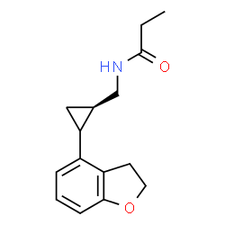 ChemSpider 2D Image | N-{[(1R)-2-(2,3-Dihydro-1-benzofuran-4-yl)cyclopropyl]methyl}propanamide | C15H19NO2